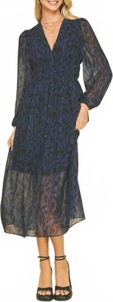 Pinch Design See Through Button Down Maxi Dress In Navy