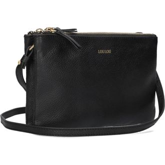 LouLou Essentiels Zwarte leren schoudertas - Dames - Tassen - Zwart - Maat: ONE Size Leer