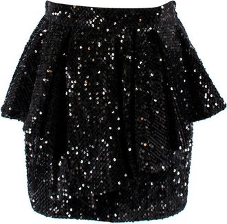 Alexandre Vauthier Black Sequinned Peplum Mini Skirt Size S