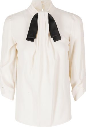 Elisabetta Franchi Black Scarf Neck Draped Viscose Blouse