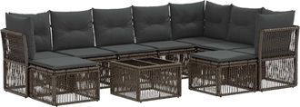 vidaXL Conjunto De Sof&aacute;s De Jard&iacute;n 10 Uds. Gris Rat&aacute;n Sint&eacute;tico Vidaxl