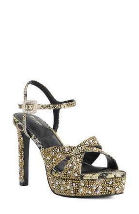 Dune London Mayve Ankle Strap Platform Sandal in Gold/Black at Nordstrom, Size 11Us