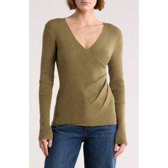 Max Studio Faux Wrap Knit Sweater in Aloe at Nordstrom Rack, Size X-Small