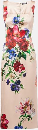 Dolce & Gabbana Abito midi in raso con stampa floreale