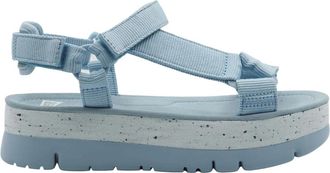 Camper Blauwe Plateau Sandalen met Klittenbandsluiting - Dames - Sandalen met hakken - Blauw - 40 EU - Schoenen