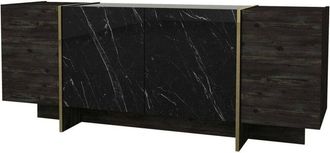 Dmora Credenza Asto, Buffet da soggiorno, Madia da salotto, Dispensa da cucina, 180x47h76 cm, Nero e Oro - Dmora