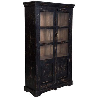 Wanderlust Deco Vitrina De Madera Artesanal Negra 105x40x180h Cm