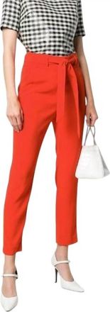 Veronica Beard Faxon High Waisted Crop Trouser In Red