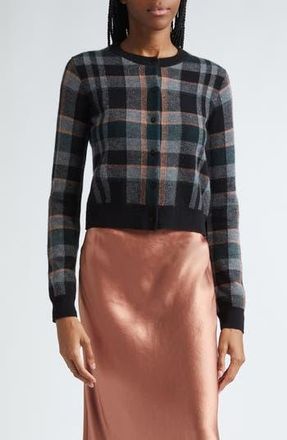 Vince Plaid Cashmere Cardigan in Black Combo at Nordstrom Rack, Size Xx-Small