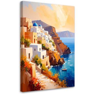 Artgeist Artgeist - Quadro su tela, Isola di Santorini Grecia Paesaggio - 40x60