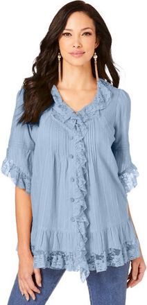 Roaman's Whitney Lace Shirt in Pale Blue at Nordstrom, Size 44