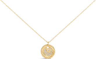House of Brilliance 10K Yellow Gold Diamond Accent Crescent Moon Pendant Necklace