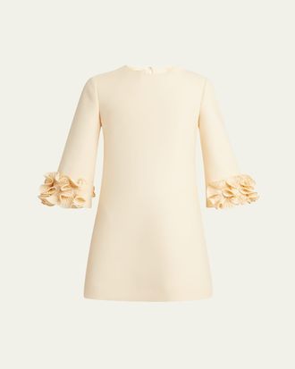 Valentino Garavani Ruffle Cuff Crepe Couture Short Dress