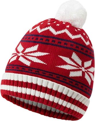 Generic Red Merry Christmas Hat Beanie Winter Warm Knitted Santa Hat for Xmas New Year Holiday Decoration