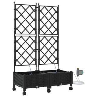 vidaXL Maceta De Jard&iacute;n Con Riego Y Ruedas 2 Uds. Negro Pp Vidaxl