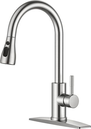 OEM Grifo De Cocina Con Rociador Extra&iacute;ble, Acabado En N&iacute;quel Cepillado, Maneta &Uacute;nica De Dise&ntilde;o Curvo, Grifo Cl&aacute;sico De Acero Inoxidable Para Fregadero, D
