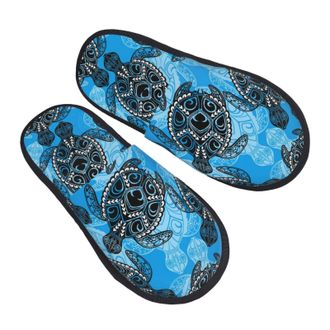 Generic Fuzzy Slippers Bohemian Sea Turtle Home Slippers Casual Comfy Slipper For Women Travel Indoor L