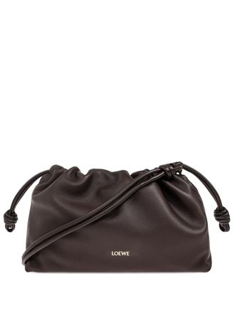 Loewe medium Flamenco leather clutch bag - 0018 DARK BROWNIE
