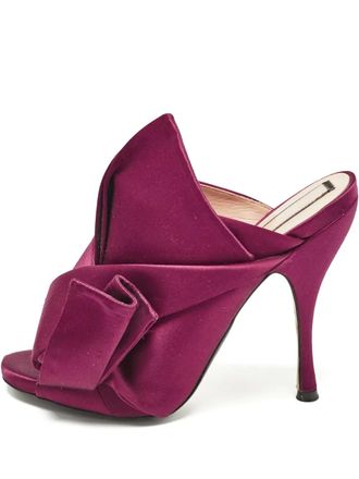 N&deg;21 pre-owned Raso Knot satin bow-detail mules - Purple