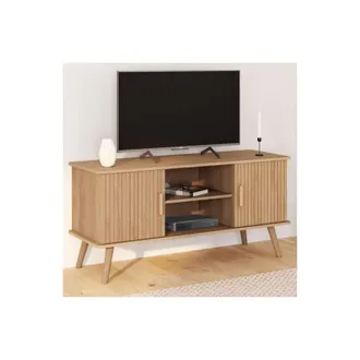 IDMarket Idmarket - Mueble Tv Juliette 110 Cm Con 2 Puertas Efecto Lamas