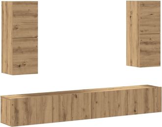 vidaXL Vidaxl - Set Mobile Tv 4 Pz Montato A Parete Rovere In Legno Multistrato