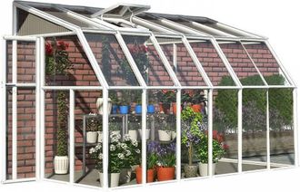 Palram Lean To Greenhouse Sun Room Clear 6 x 8 - L262 x W200.5 x H247 cm in White