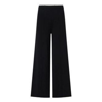 Liu Jo Gebreide broek - Dames - Wijde Broeken - Zwart - S - Polyester - Broeken