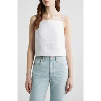 Reformation Kerri Linen Crop Tank in White at Nordstrom, Size X-Small