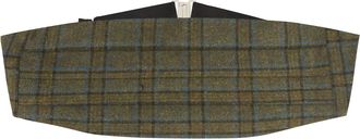 King & Priory Olive Green & Brown Check Cummerbund, Plaid
