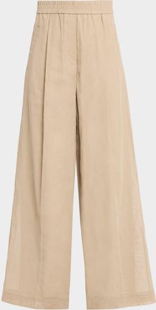 Brunello Cucinelli Cotton Gauze Wide-Leg Pull-On Track Pants