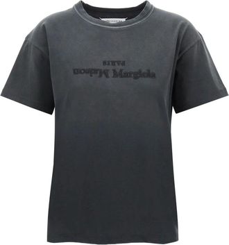 Maison Margiela Reverse Logo T-shirt - Dames - T-shirts - Zwart - S - Katoen - Tops