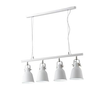 Luce-Ambiente-Design Suspensi&oacute;n Legend en Metal Blanco con Acabados N&iacute;quel a Cuatro Luces