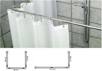 Trade Shop Trade Shop - Soporte De Cortina De Ducha En Ba&ntilde;o De Acero Gris 80x80x80 Barra De Barra De Palo Marco Curvado