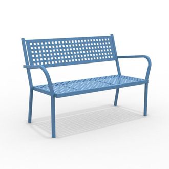 MondoViro Banco de jard&iacute;n apilable de metal azul 148x53 cm 85h