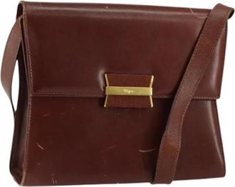 Ferragamo Pre-owned Cross Body Bags, female, Brown, Size: ONE SIZE Pre-owned Leather Cross Body Bag