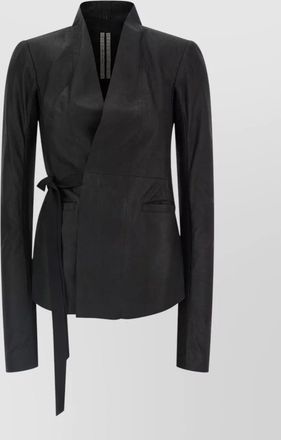 Rick Owens hollywood leather jacket belted shawl collar