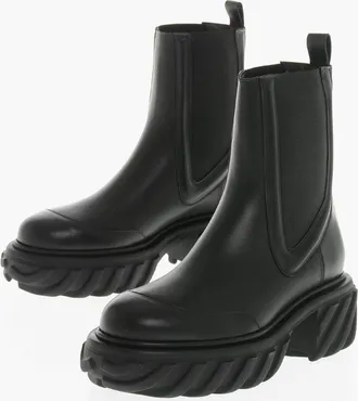 Off-white Stivali TRACTOR MOTOR Chelsea in Pelle con Suola Track 6cm Off-White