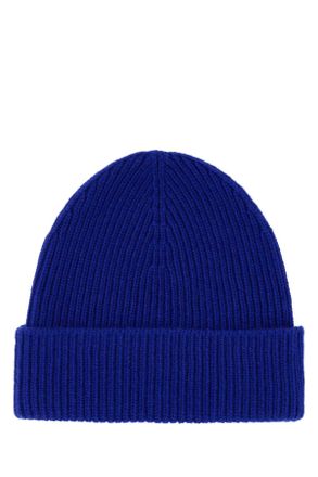 Burberry Womens Electric Blue Cashmere Beanie Hat Knight Exterior: Cuffie