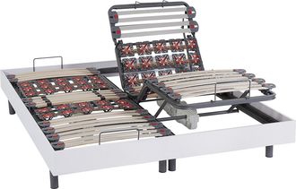 Vente-Unique Rete relax doghe e 2x30 sospensioni deco in legno bianco di YSMÉE - 2 x 90 x 200 cm - Motori OKIN