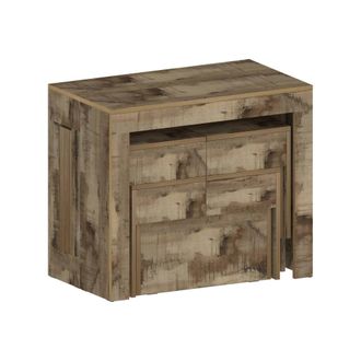 Dmora Conjunto De Mesa Y Sillas Eric, Composici&oacute;n Multiusos, Conjunto Con Consola Y 2 Bancos Extensibles, 100% Made In Italy, 66x25h45 Cm, Arce, Con Embalaj
