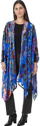 Johnny Was Burnout Velvet Shawl Womens Scarves Dreamer Blue, Rayon/Silk/Velvet