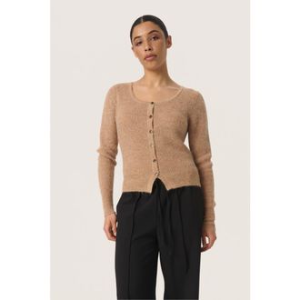 Soaked In Luxury Sltuesday Slim Fit Button Cardigan in Burro at Nordstrom, Size Xx-Large