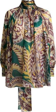 Etro Bloemenblouse met hoge hals en lange mouwen - Dames - Blouses - Veelkleurig - M - Overhemden
