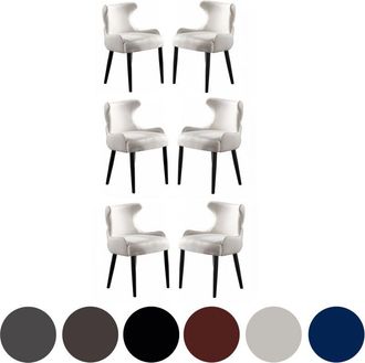 Life Interiors Life Interiors - Juego De 6 Sillas De Comedor De Terciopelo Oxford Lux: Sillas Tapizadas Para Comedor, Cocina: Crema