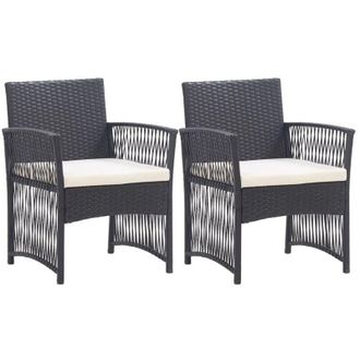 vidaXL Poltrone da Giardino con Cuscini 2 pz Nere in Polyrattan vidaXL
