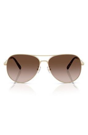 Tory Burch 60mm Pilot Sunglasses in Light Gold /Brown Gradient at Nordstrom