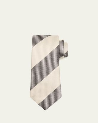 Brunello Cucinelli Mens Diagonal Stripe Silk Tie