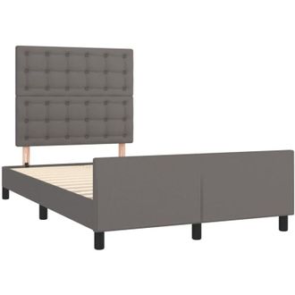 vidaXL Vidaxl - Estructura De Cama Sin Colch&oacute;n Cuero Sint&eacute;tico Gris 120x190 Cm