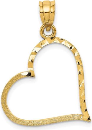 Diamond2Deal 14k Yellow Gold Satin Diamond-cut Crooked Heart Pendant