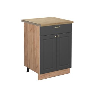 Vicco Mueble Bajo De Cocina Fame-line, Antracita-oro, 60 Cm Con Caj&oacute;n, Et Roble Vicco